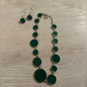 Green Circle Necklace and Earring Set